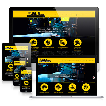 Versiones responsive de sitio web de SMS, empresa de seguridad industrial en Colombia